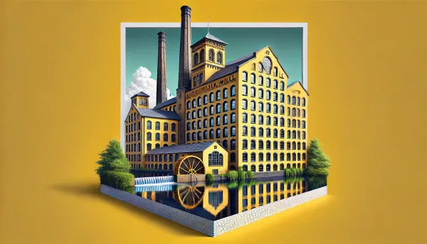 A silk mill on a river